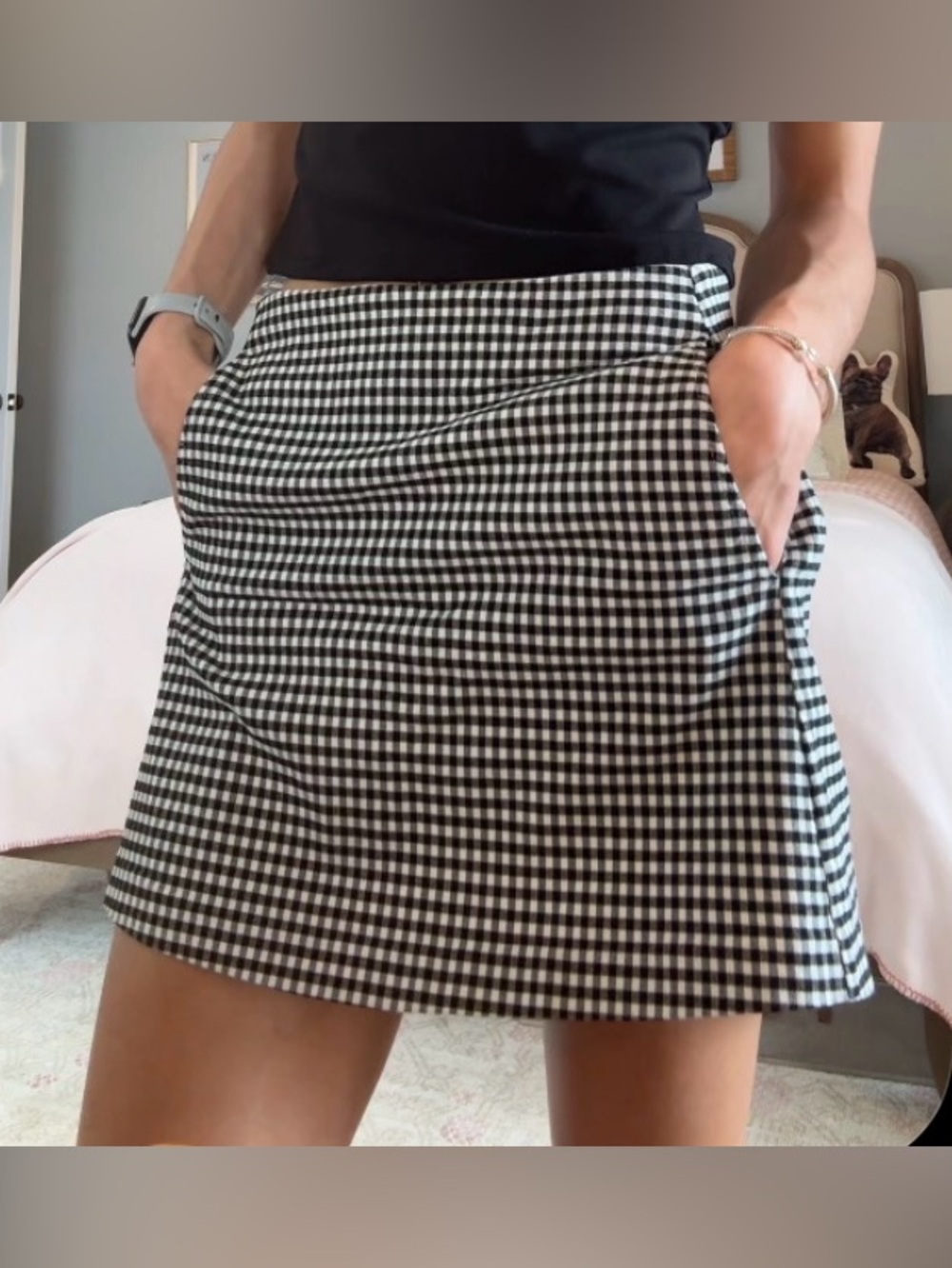 Urban Outfitters Black & White Gingham Mini Skirt